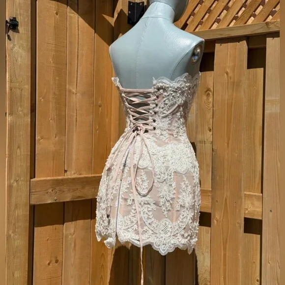 🆕 BRONX & BANCO 🧿 NWOT Maraya Blanc Lace Mini Dress, Sz XS US 2 - Picture 9 of 15